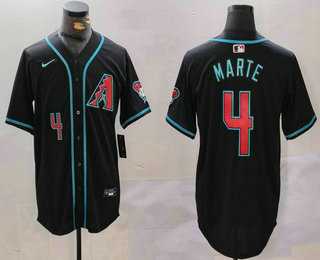Men%27s Arizona Diamondbacks #4 Ketel Marte Number Black Cool Base Limited Stitched Jersey->arizona diamondbacks->MLB Jersey